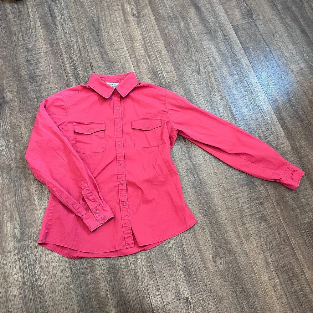 Wrangler Red Button Up Long Sleeve Shirt/ 97% Cotton/ Collar/ Womens Small